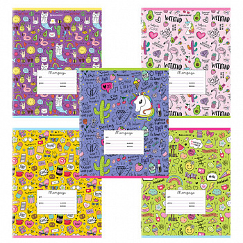 Тетрадь 24 л. BRAUBERG линия, обложка картон, "ЯРКИЙ МИКС"