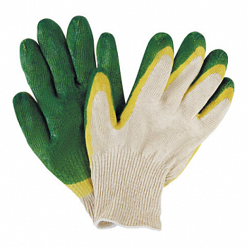 Перчатки хлопчатобумажные износостойкие, ДВОЙНОЙ латексный облив, 13 класс, КОМПЛЕКТ 5 ПАР, LAIMA ЛЮКС