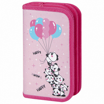 Пенал ЮНЛАНДИЯ, 3 отделения, полиэстер, 19х11 см, "Funny trip"