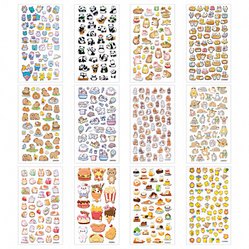 Наклейки объемные зефирные и гелевые 17,5х9,5 см, ассорти 12 видов, FUNSTER (ФАНСТЕР)