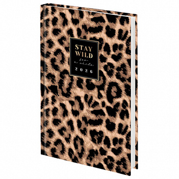 Ежедневник датированный 2026 145х215 мм, А5, STAFF, ламинированная обложка, "Leopard"