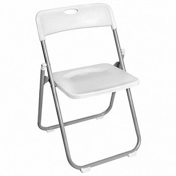 Стул складной BRABIX "Golf Lite CF-017", серебристый каркас, пластик белый
