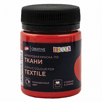 Краска по ткани акриловая "Декола", банка 50 мл, красная, Невская Палитра