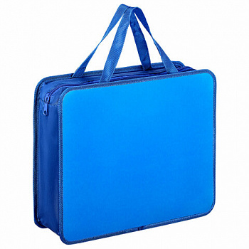 Папка на молнии с ручками ПИФАГОР, А4, 1 отделение, пластик, 75 мм, синяя