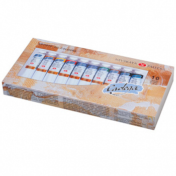 Краски масляные художественные "Ладога", НАБОР 10 цветов по 46 мл, в тубах, Невская Палитра