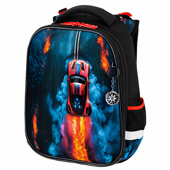 Ранец BRAUBERG PREMIUM, 2 отделения, с брелоком, "Foggy car", 3D-панель, 38х29х16 см